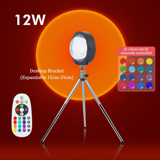 RGB Sunset Lamp Projector for Room LED Sunset Projection Night Light with Remote Control 16 Colors Photography Selfie Romantic
