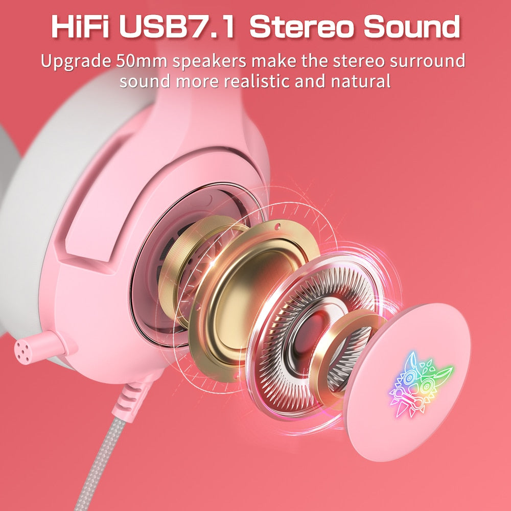 Cat Ear Headphones with RGB LED Light