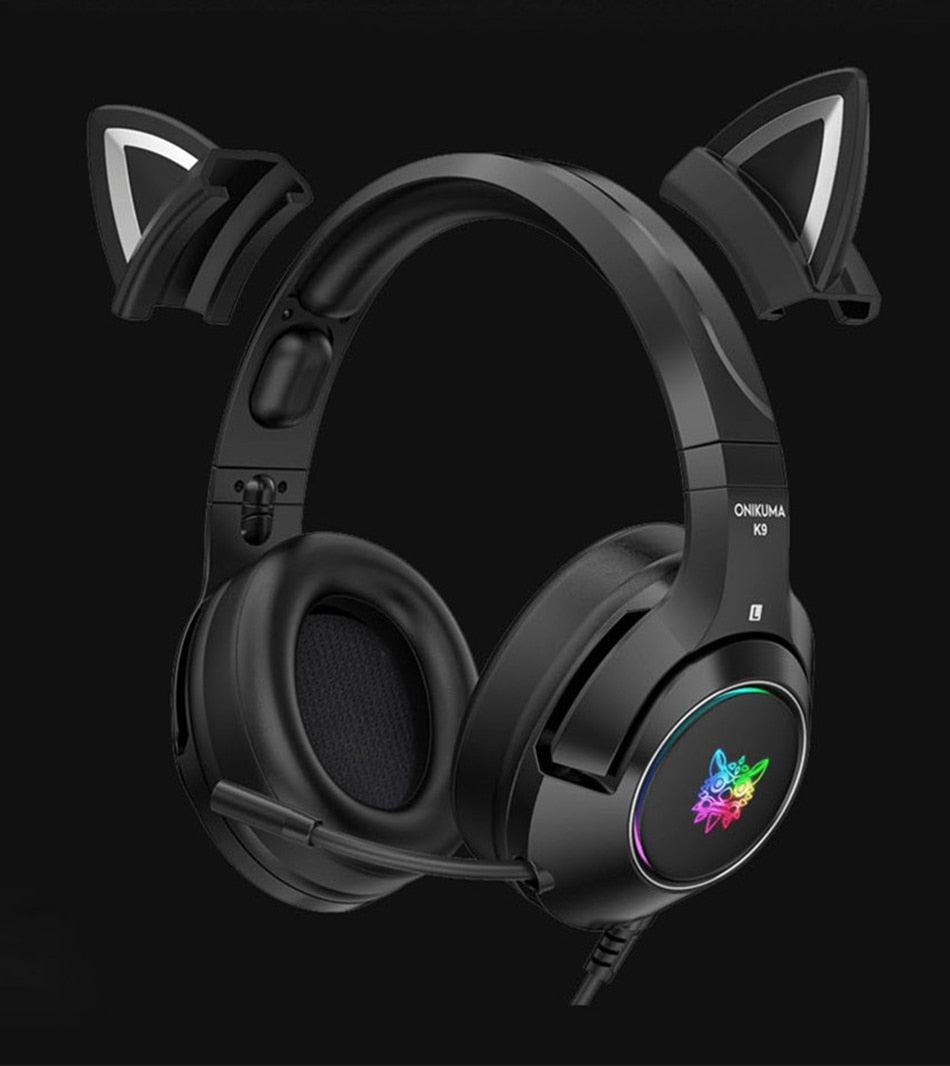 Cat Ear Headphones with RGB LED Light